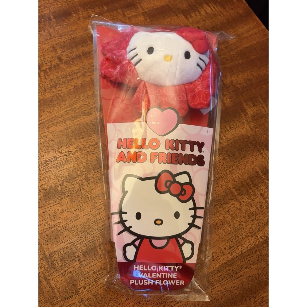 Hello Kitty Valentine Plush Flower Red